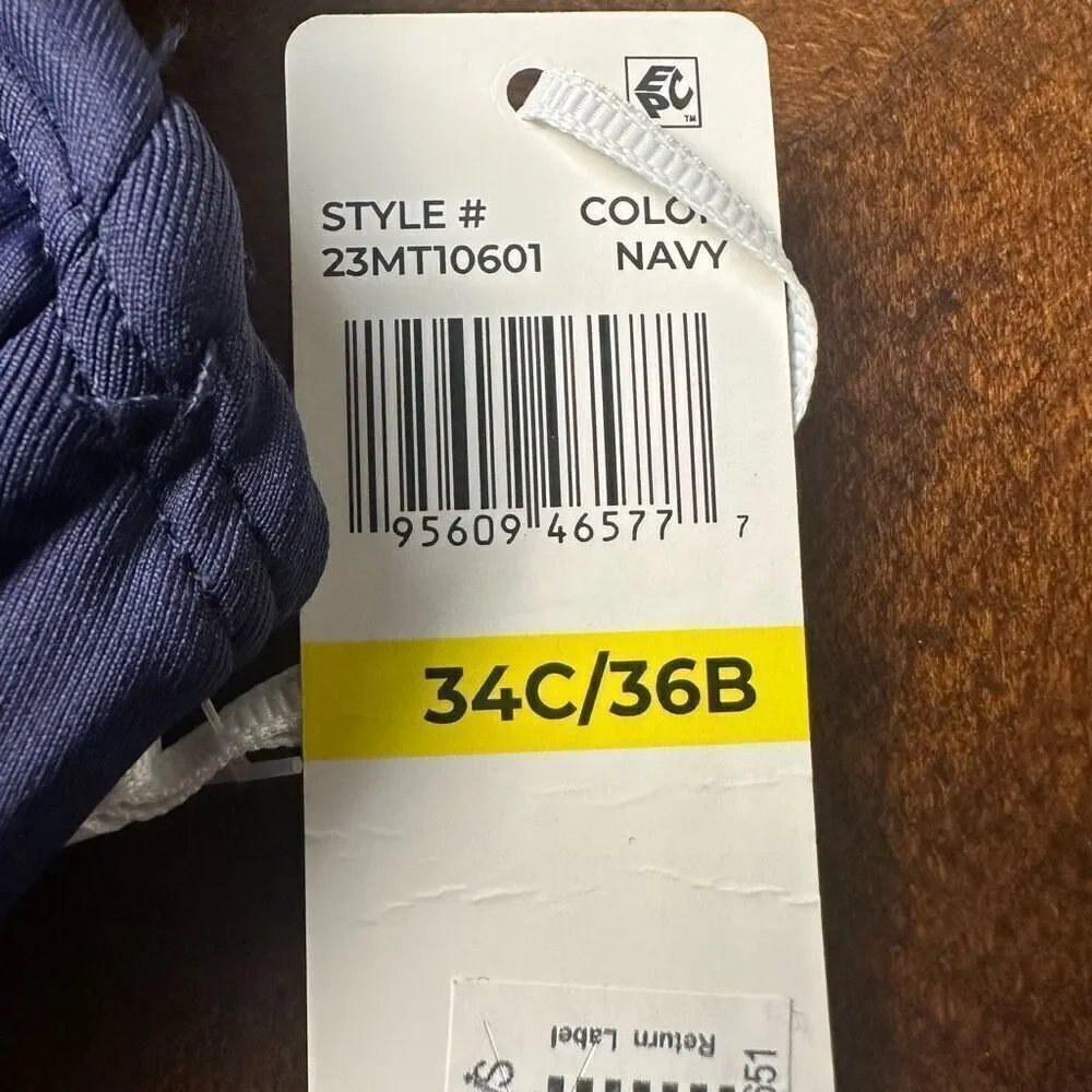 Anne Cole NWT size 34C/36B navy blue retro underwire swim bikini top